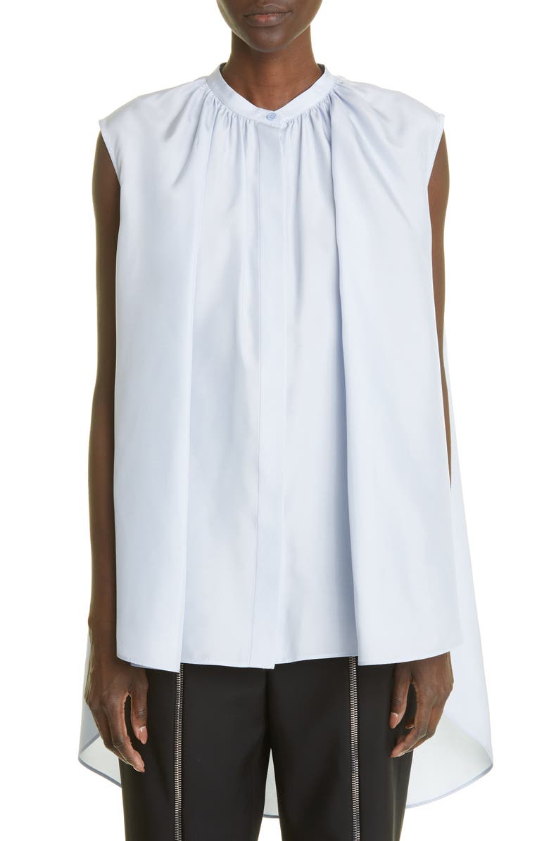 McQueen Box Pleat Sleeveless Silk Shirt, Main, color,