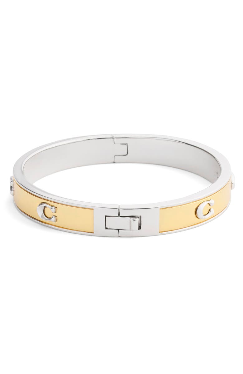 COACH Inlay Two-Tone Hinge Bracelet, Alternate, color, Two Tone