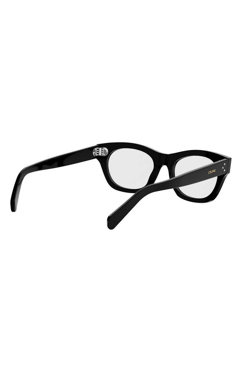 CELINE 3 Dots 53mm Cat Eye Optical Glasses, Alternate, color, Shiny Black