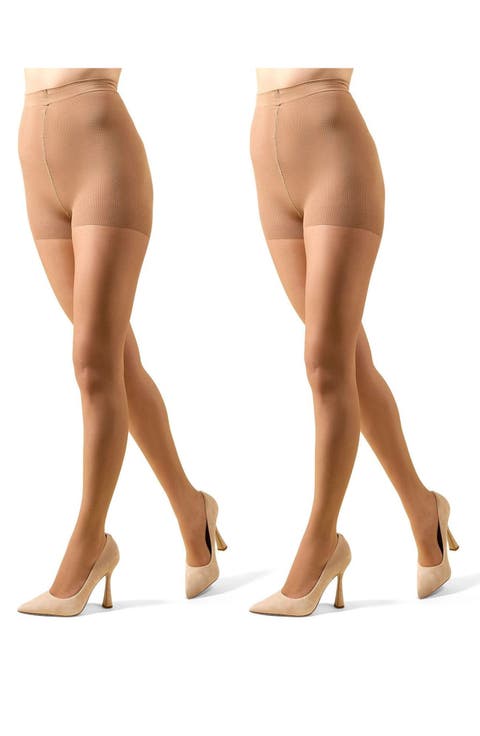 Crystal 2-Pack Control Top Tights