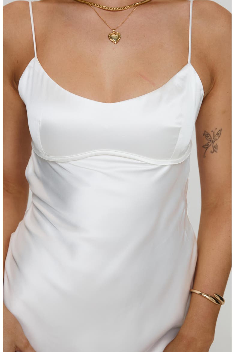 Clemence Satin Mini Slipdress, Alternate, color, WHITE