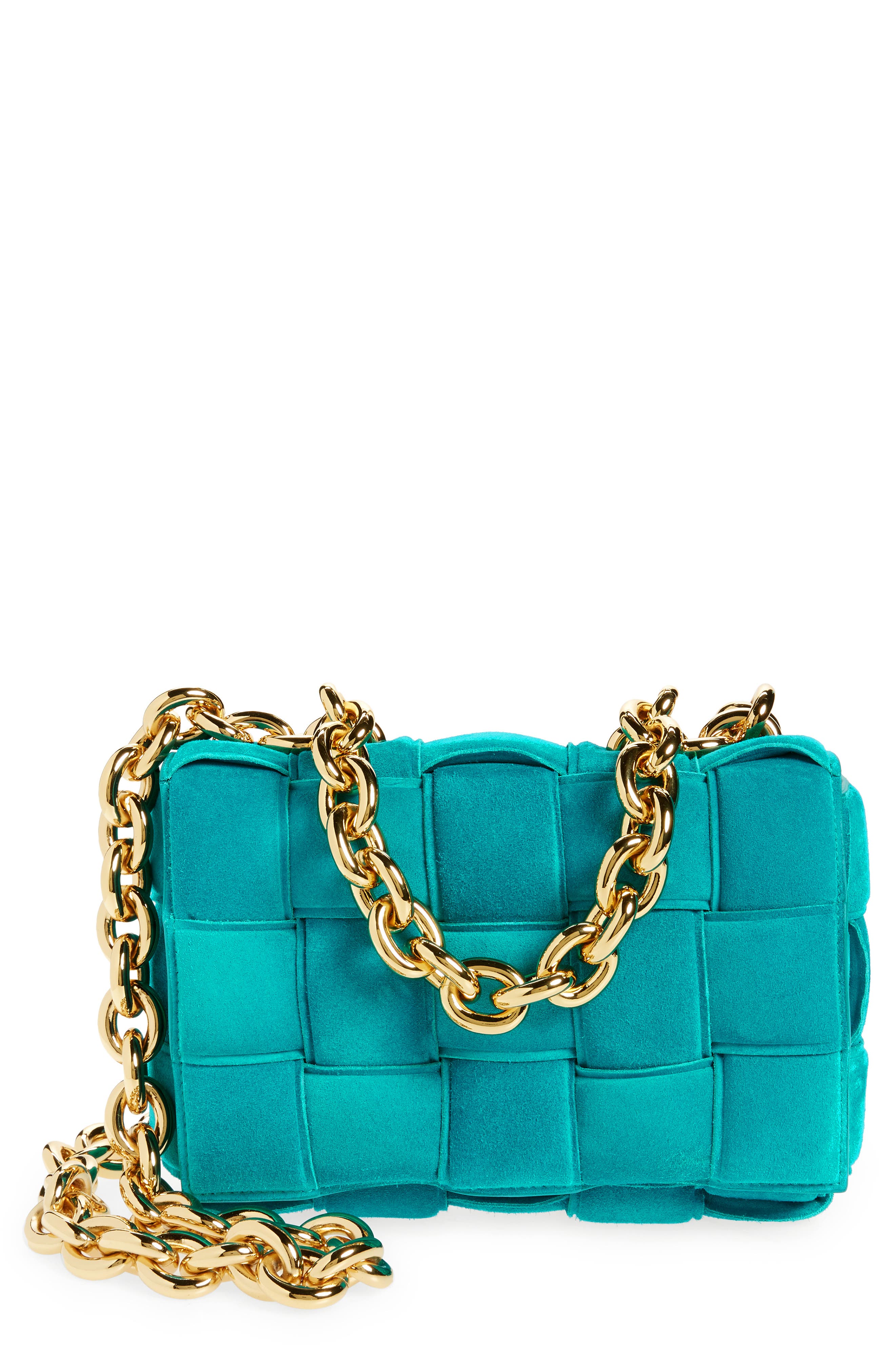 Chain Cassette Suede Crossbody Bag, Main, color, BLASTER GOLD
