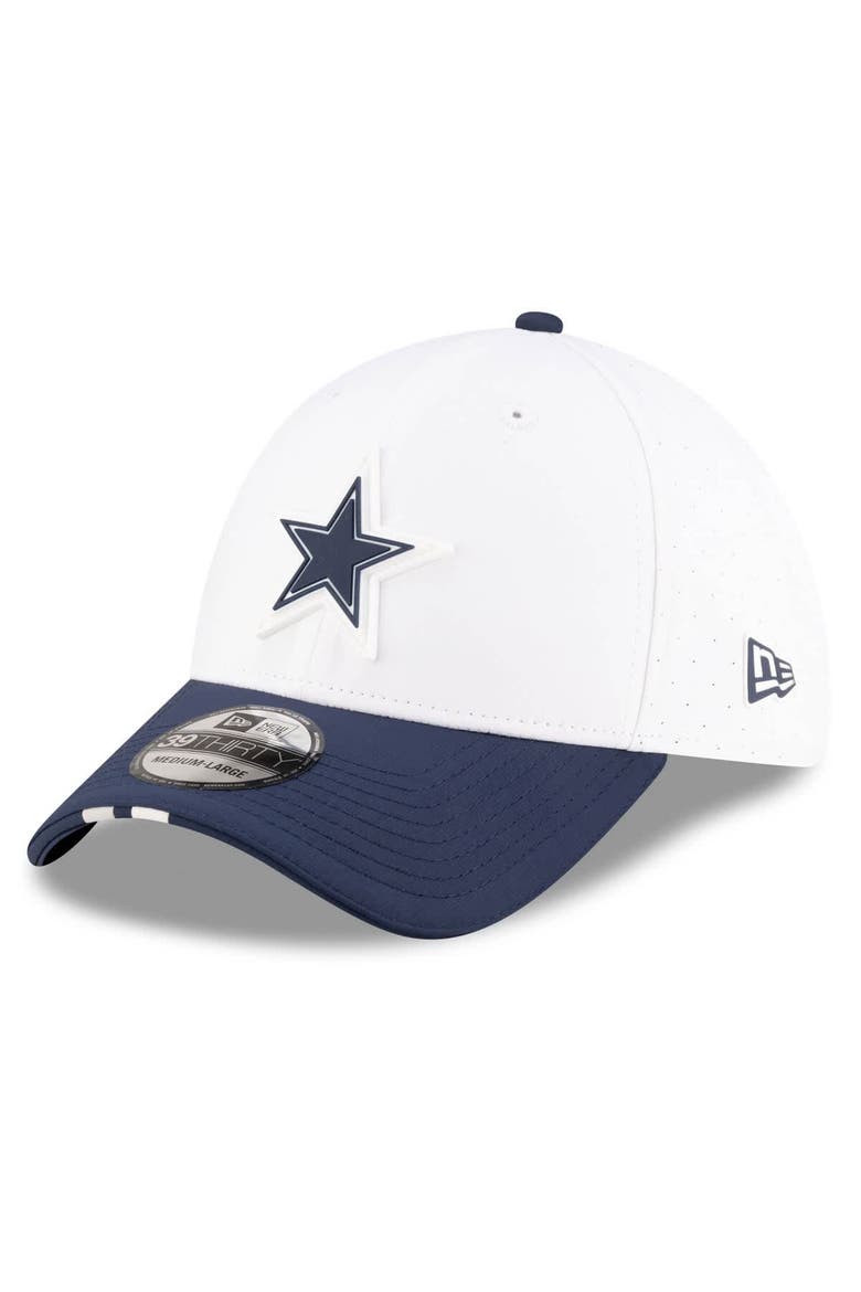 Men's New Era  White/Navy Dallas Cowboys 2025 NFL Training Camp 39THIRTY Flex Hat, Main, color, White