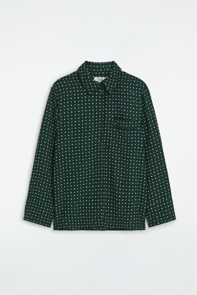 Geometric-Print Shirt, Alternate, color, GREEN / PRINTED