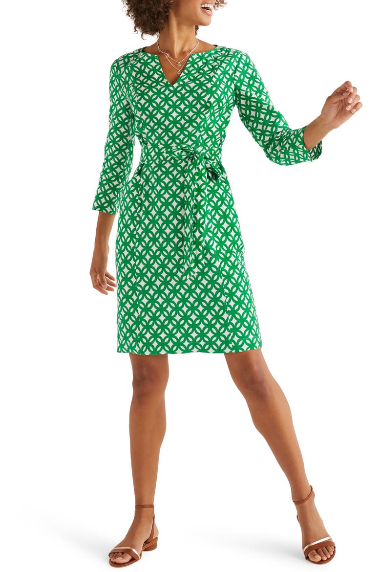 Kelsey Belted Linen Dress, Main, color, RICH EMERALD/ LINK
