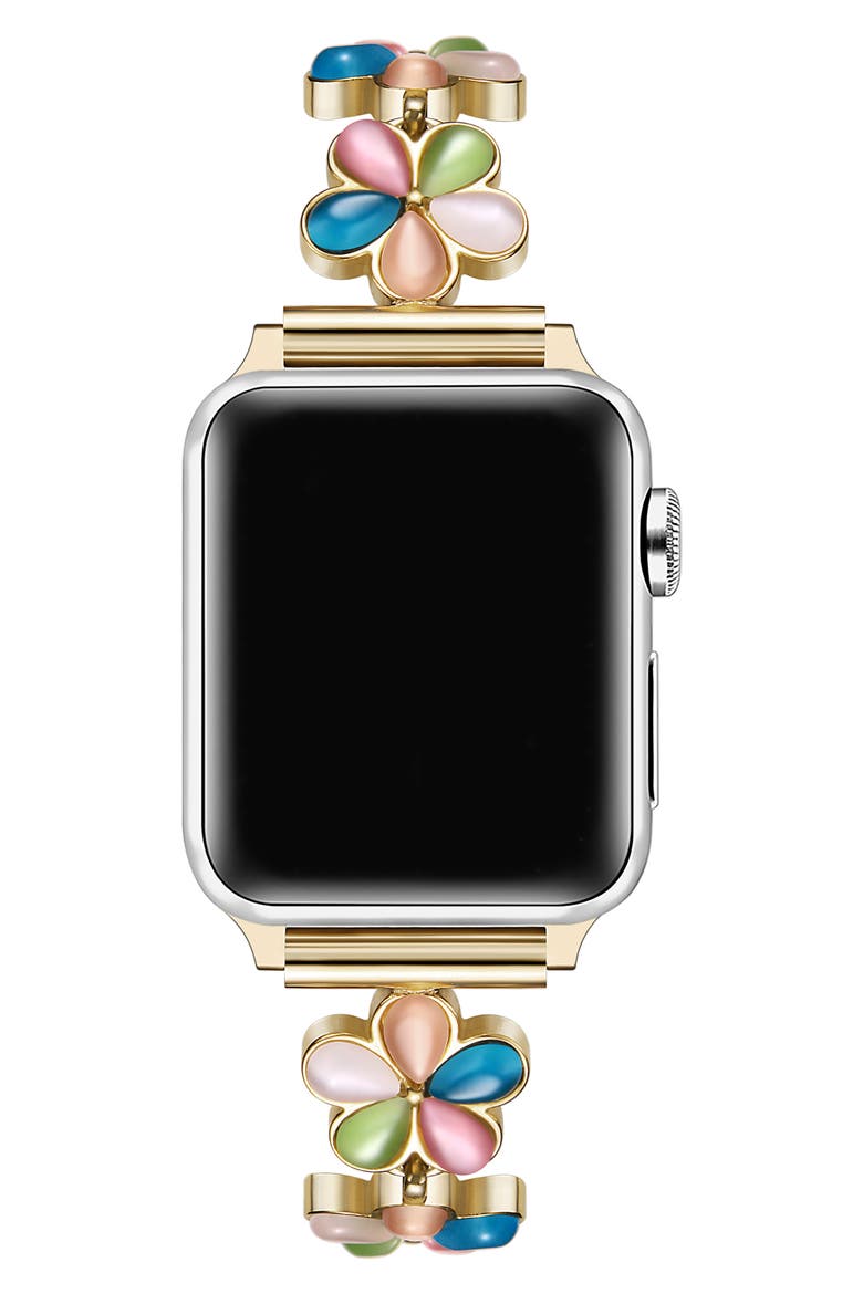 June Flower Bracelet Apple Watch® Watchband, Alternate, color, GOLD MULTI