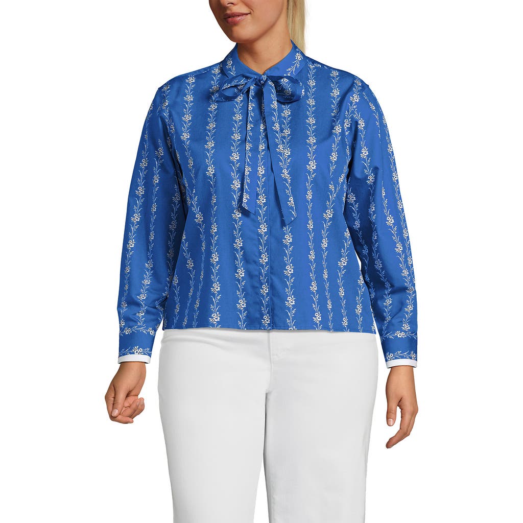 Lands' End Easy Care Shirt With Removable Bow In Animal Print