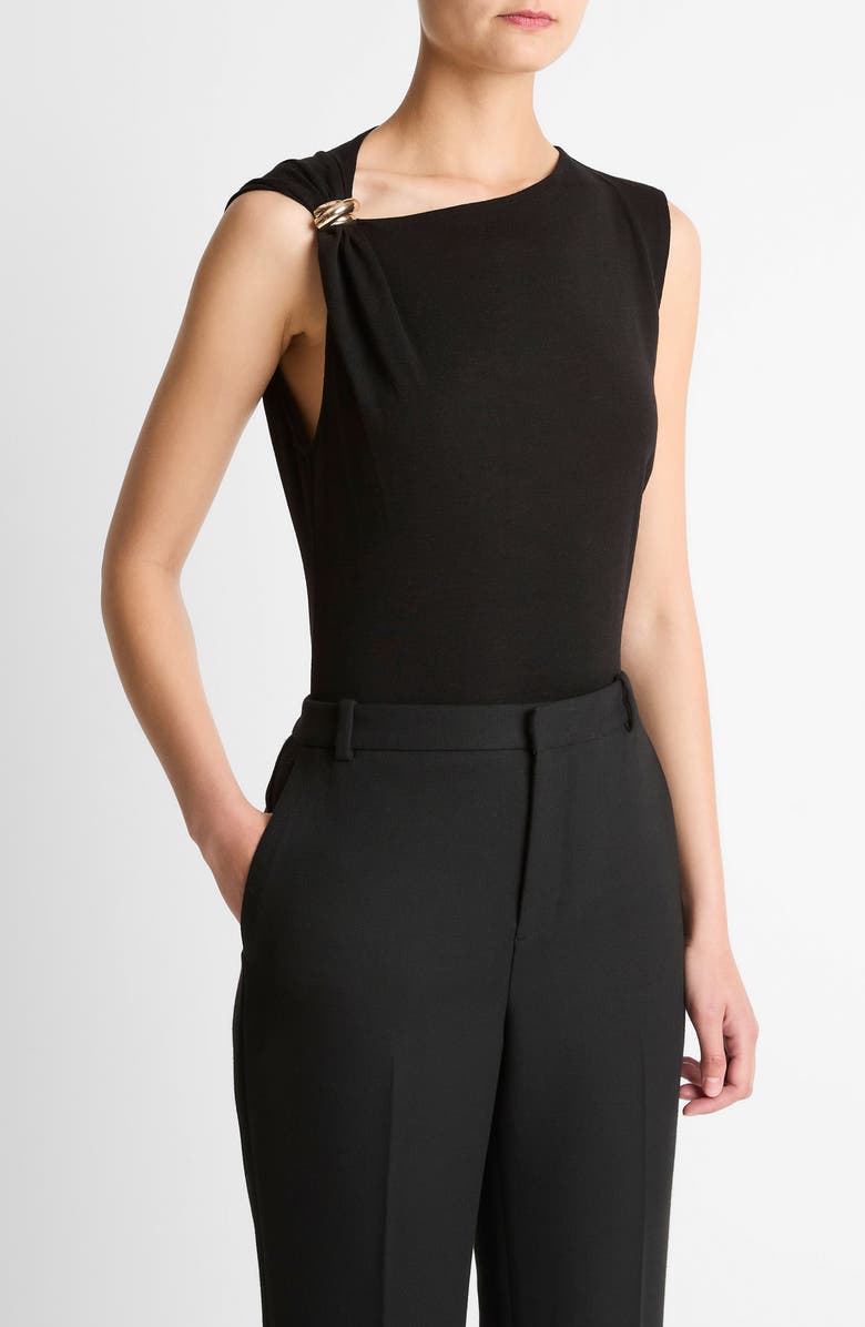 Vince Draped Sleeveless Wool Blend Top, Alternate, color, Black