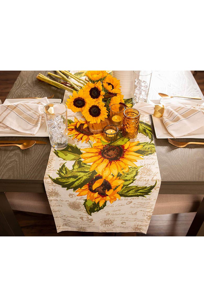 Rustic Sunflowers Printed Table Runner, Alternate, color, Rustic Sunflowers
