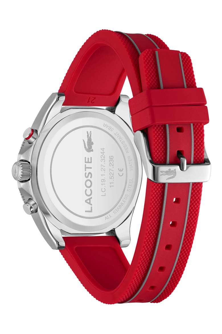 Mainsail Chronograph Silicone Strap Watch, 43mm, Alternate, color, RED/ BLACK