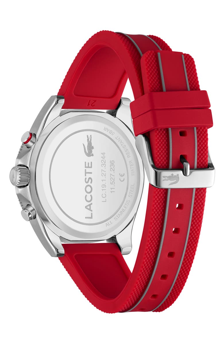 Lacoste Mainsail Chronograph Silicone Strap Watch, 43mm, Alternate, color, 