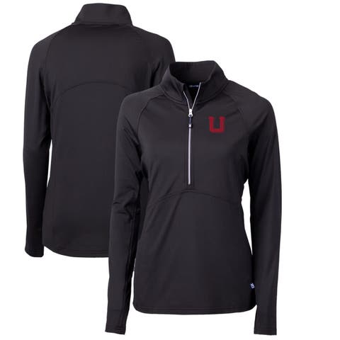 Women's Cutter & Buck Black Utah Utes Adapt Eco Knit Stretch Recycled Half-Zip Pullover Top