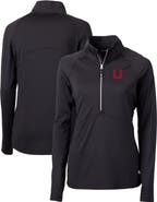 Cutter & Buck Women's Cutter & Buck Black Utah Utes Adapt Eco Knit Stretch Recycled Half-Zip Pullover Top