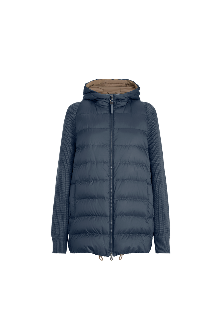 Nylon hooded down jacket, Alternate, color, Blue