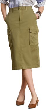 Lauren Ralph Lauren Stretch Chino Cargo Pencil Skirt