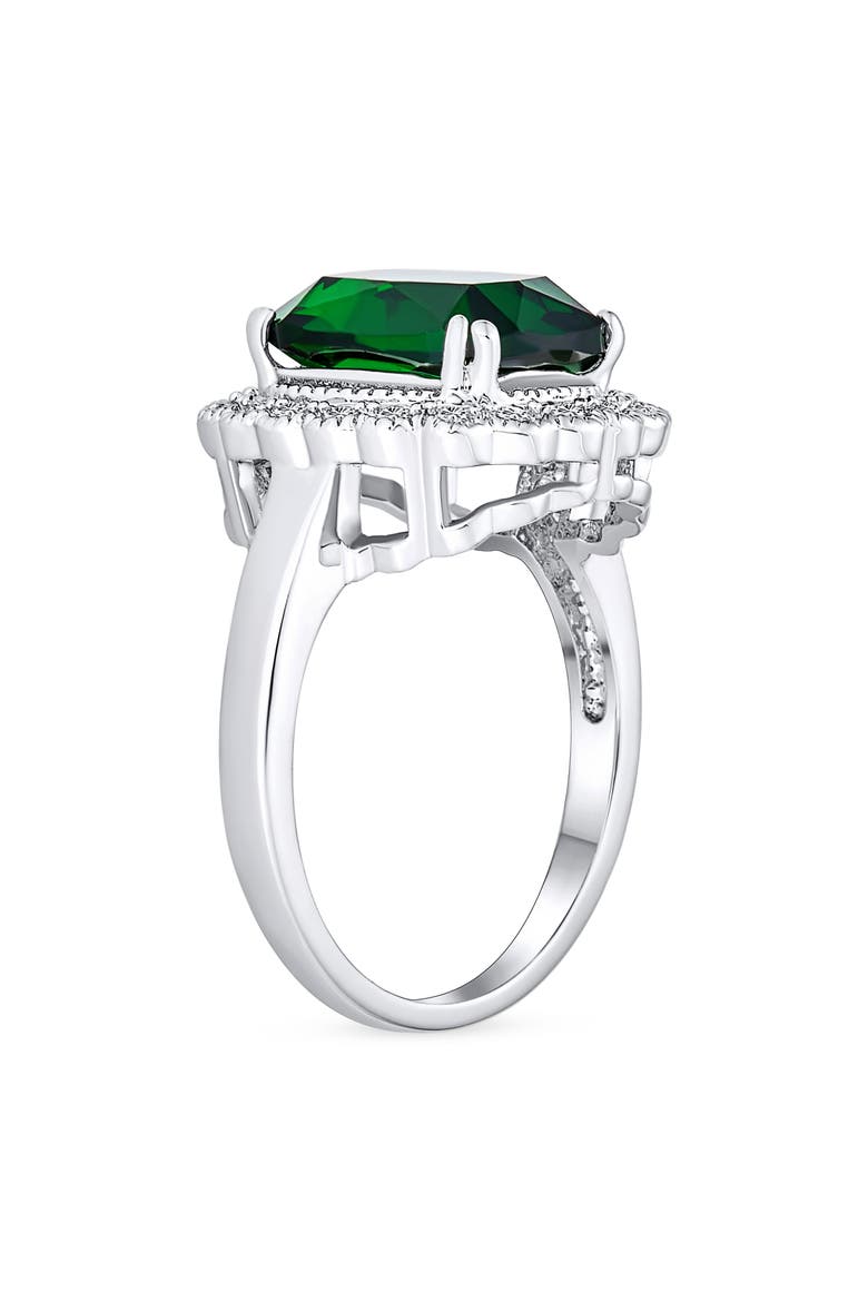 Art Deco CZ Halo Ring, Alternate, color, GREEN