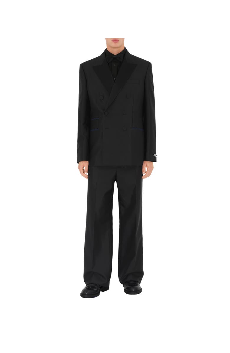 Burberry Slim Fit Cotton Silk Tuxedo Shirt, Alternate, color, Black