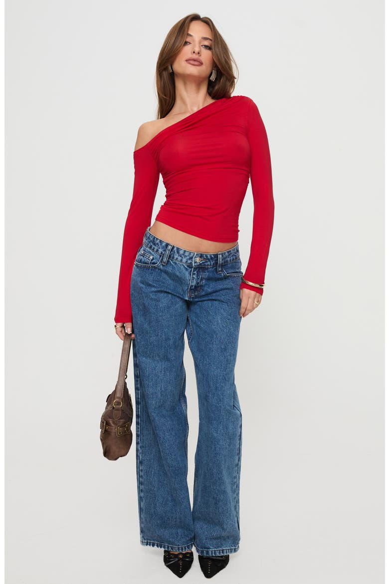 Beller One-Shoulder Crop Top, Alternate, color, RED