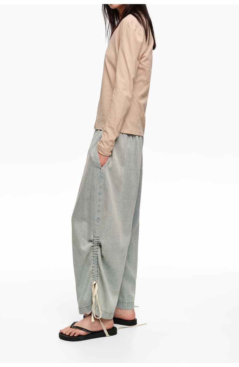 Bimba y Lola Denim Joggers With Gathering, Alternate, color, Light Denim Blue
