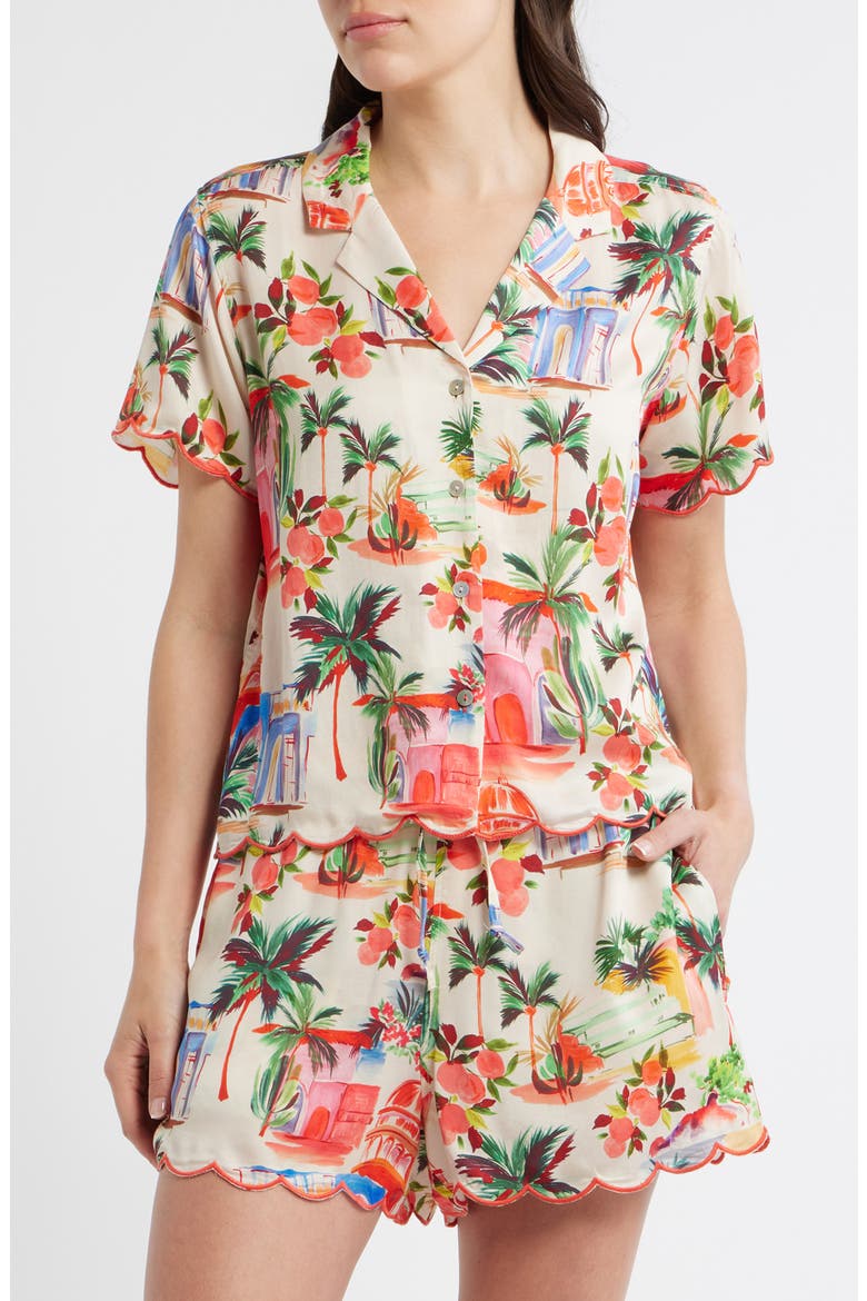 Paloma Short Sleeve Button-Up Shirt, Main, color, PALMAS PRINT