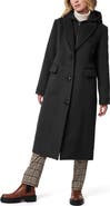 Bernardo Long Coat with Hooded Quilted Bib
