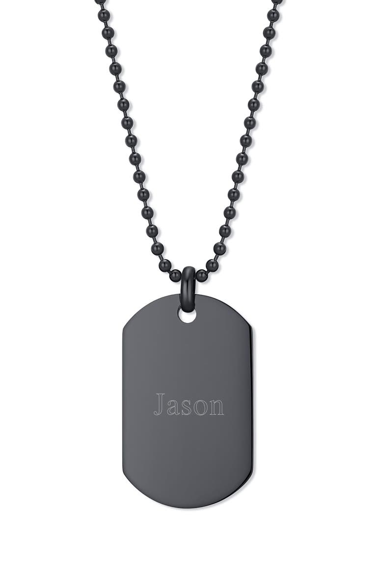 Men's Engravable Stainless Steel Dog Tag Necklace, Main, color, BLACK