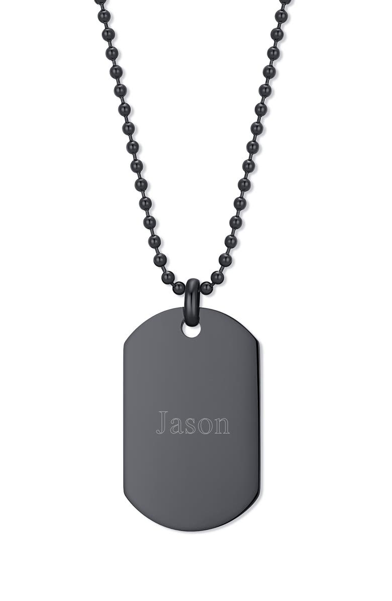 Brook and York Men's Engravable Stainless Steel Dog Tag Necklace, Main, color,