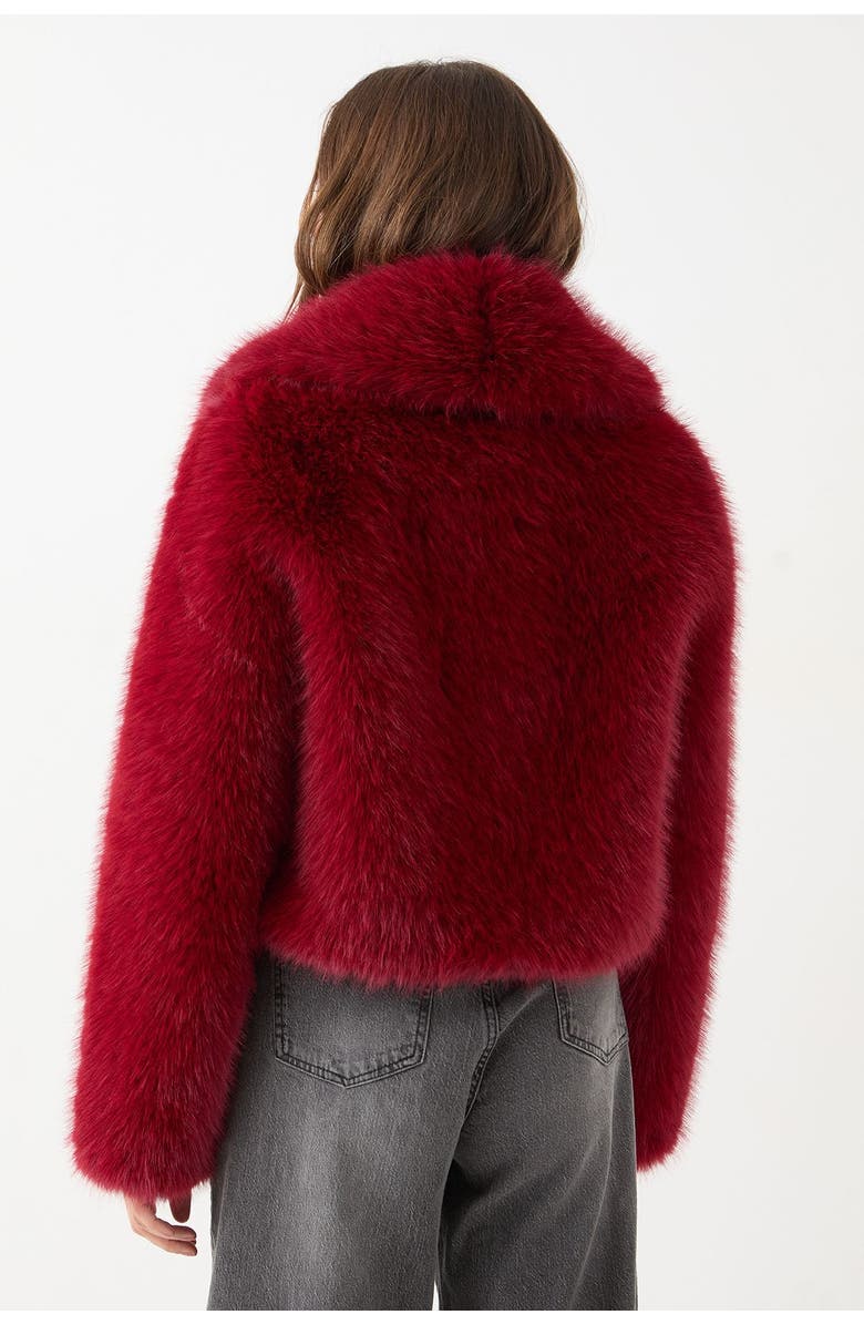 MissPap Faux Fur Cropped Collar Coat, Alternate, color, Red