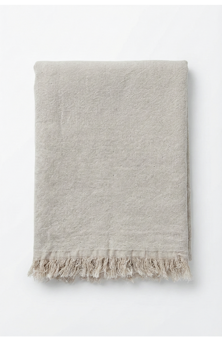Anaya Reversible Linen Fringe Throw, Main, color, Natural Beige