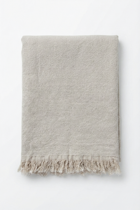 Reversible Linen Fringe Throw