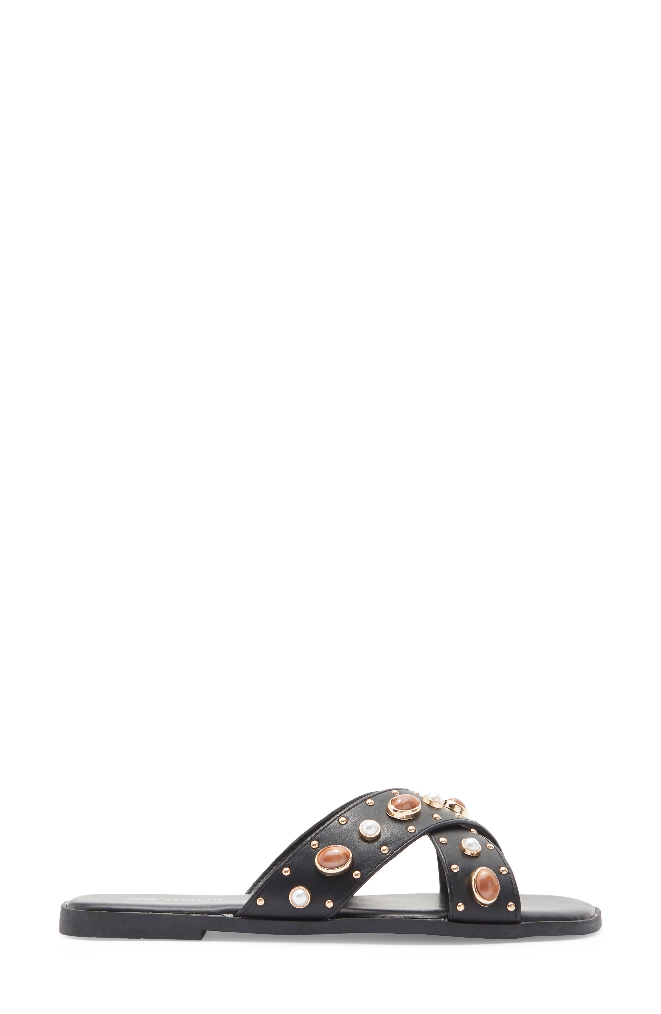 TOP MODA Tammie Slide Sandal, Alternate, color, Black Pu