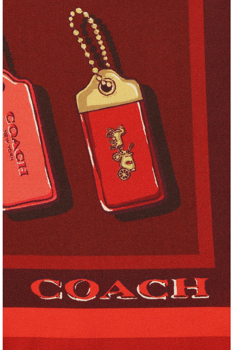 COACH Horse & Carriage Hangtag Print Silk Square Scarf (Women