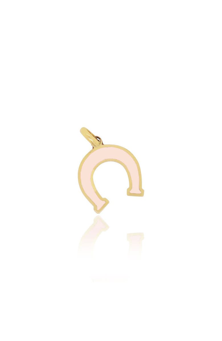 The Lovery Fine Jewelry Pink Pearl Horseshoe Charm, Main, color, Pink Pearl