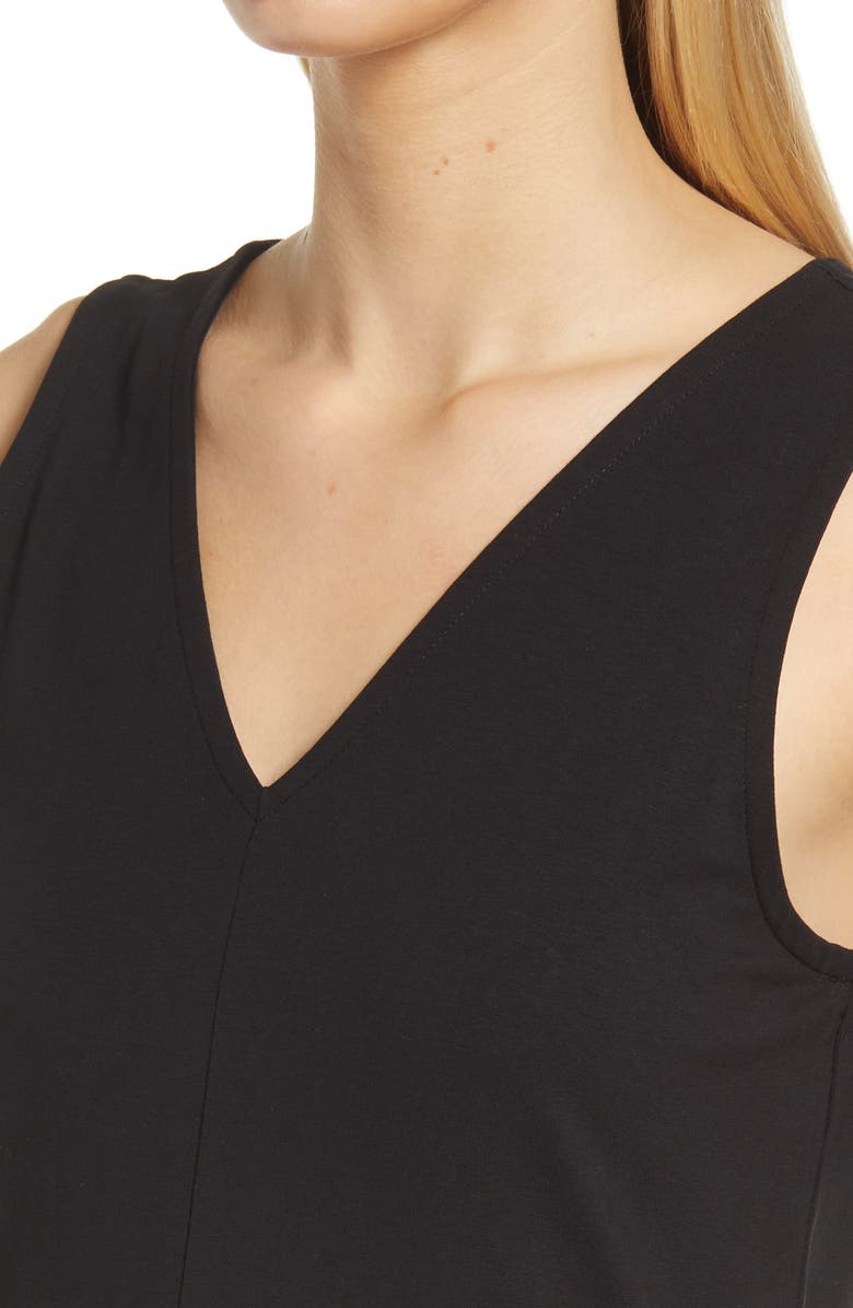 Nordstrom V-Neck Stretch Cotton Shift Dress, Alternate, color, 