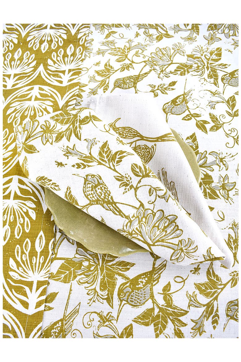 Honeysuckle Cotton Twill Dinner Napkins, Alternate, color, CHARTREUSE