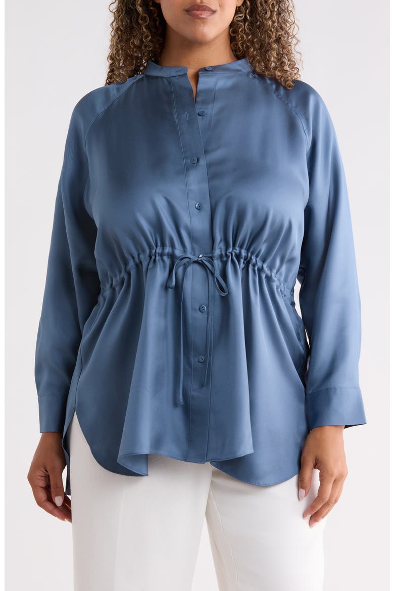 Silk Mandarin Collar Shirt, Main, color, COLDSPRING