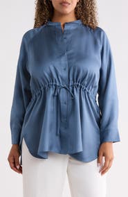 Eileen Fisher Silk Mandarin Collar Shirt
