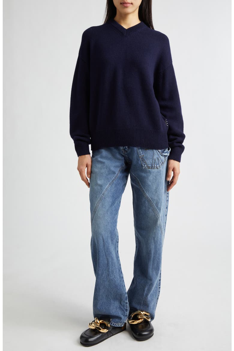 V-Neck Cashmere Sweater, Alternate, color, 888 NAVY