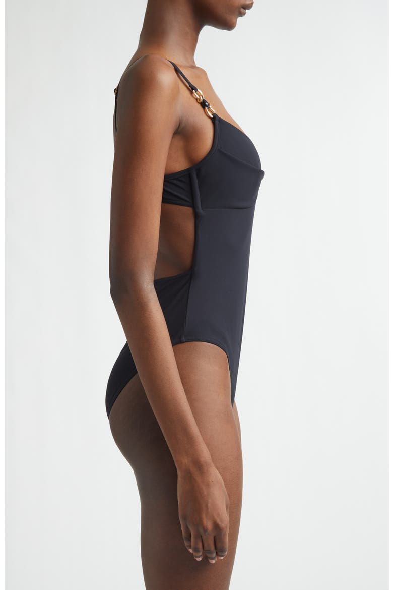 Mahon Trim Detail One-Piece Swimsuit, Alternate, color, BLACK