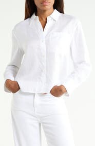 Theory Linen Blend Boyfriend Shirt