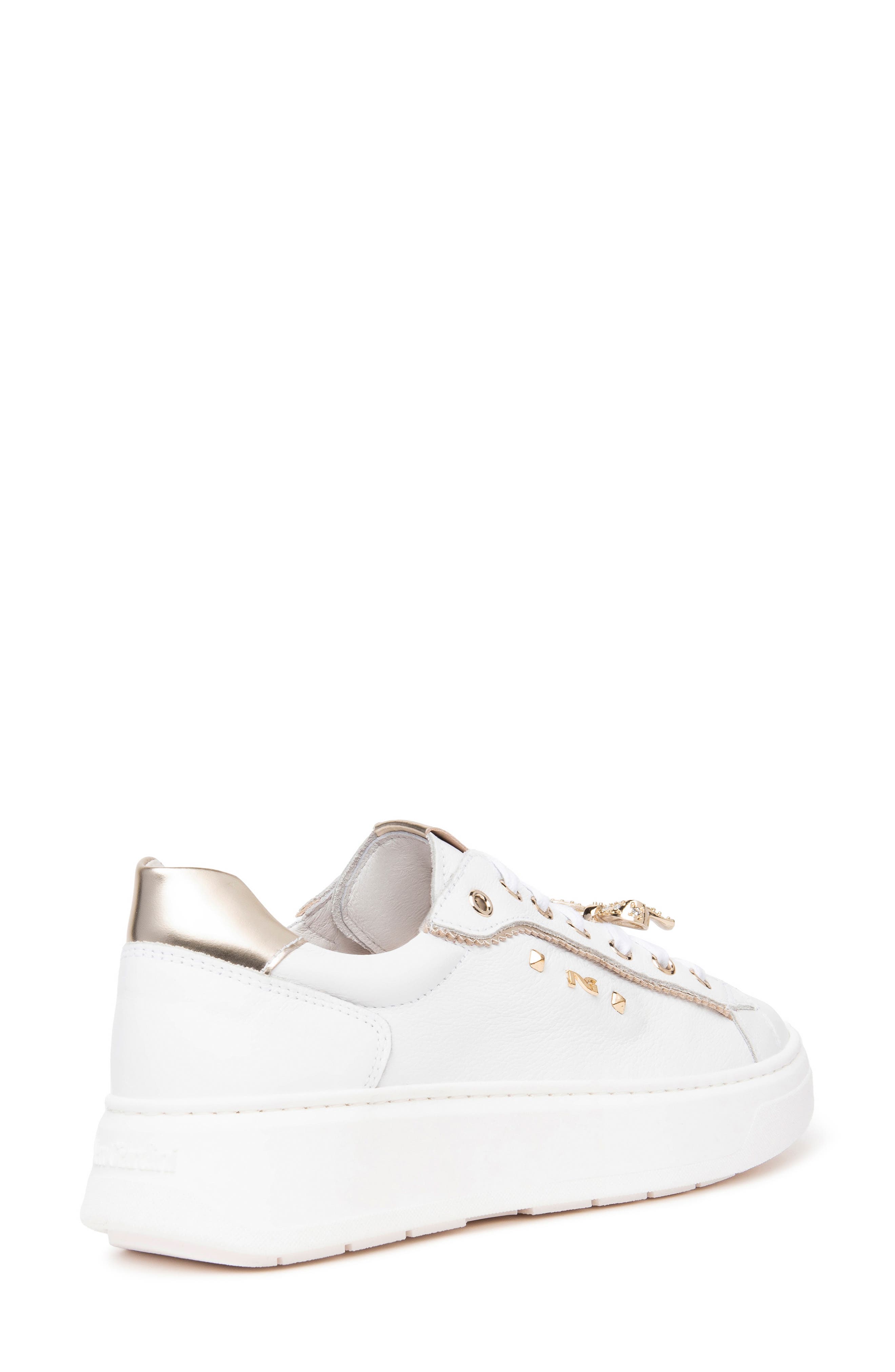 NeroGiardini Retro Jeweled Platform Sneaker, Alternate, color, White/ Gold