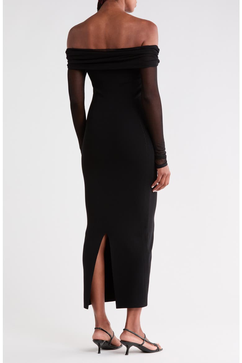 Angelica Off the Shoulder Knit Dress, Alternate, color, BLACK
