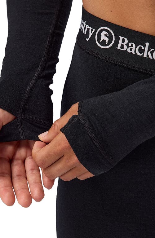 Backcountry Cedars Rws Merino Lt-wt Baselayer Cropped Crew Top In Black