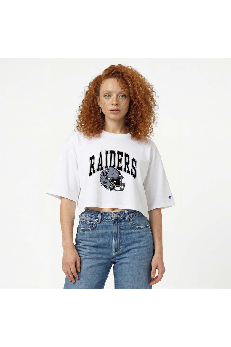 Women's Champion  White Las Vegas Raiders Boyfriend Cropped T-Shirt, Main, color, White