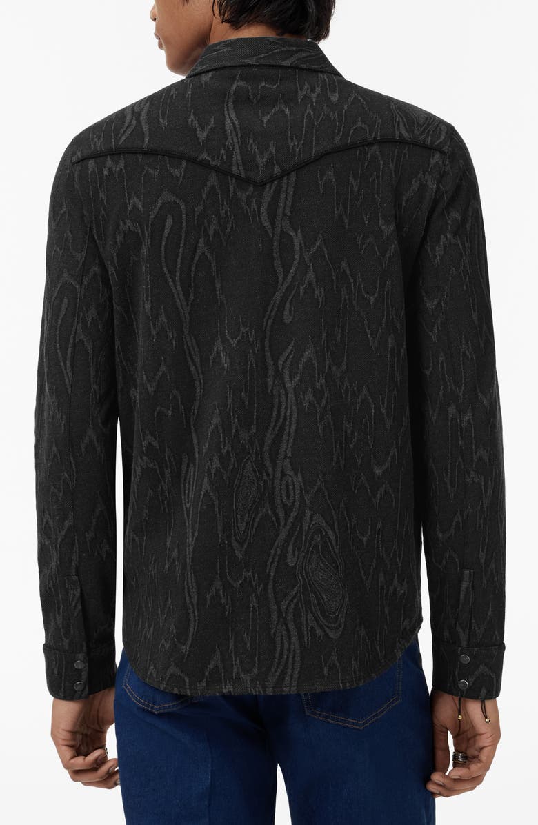 John Varvatos Miner Jacquard Snap-Up Western Shirt, Alternate, color, Black