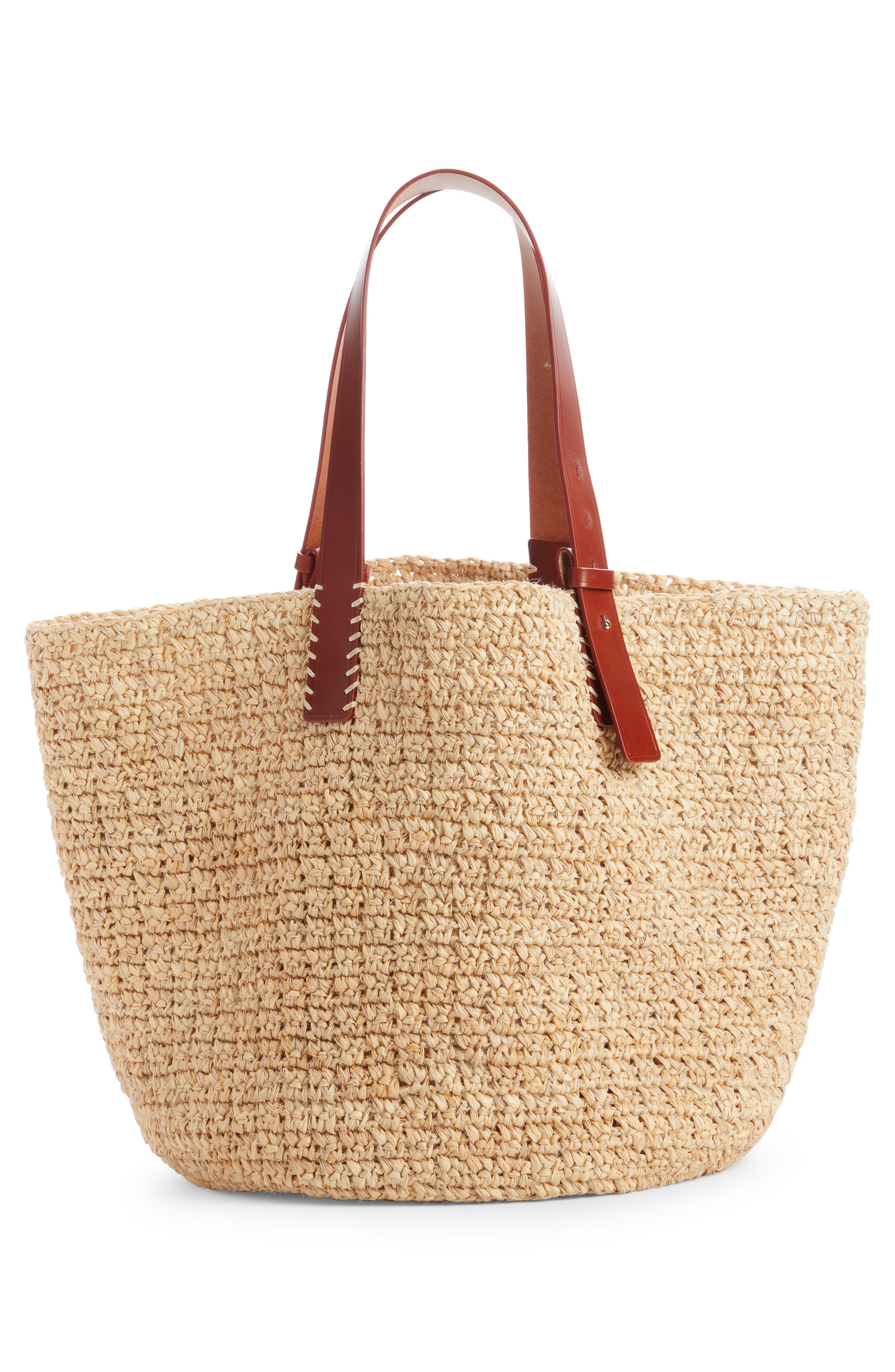 Chloé Medium Manuel Raffia Tote Bag, Alternate, color, Sepia Brown
