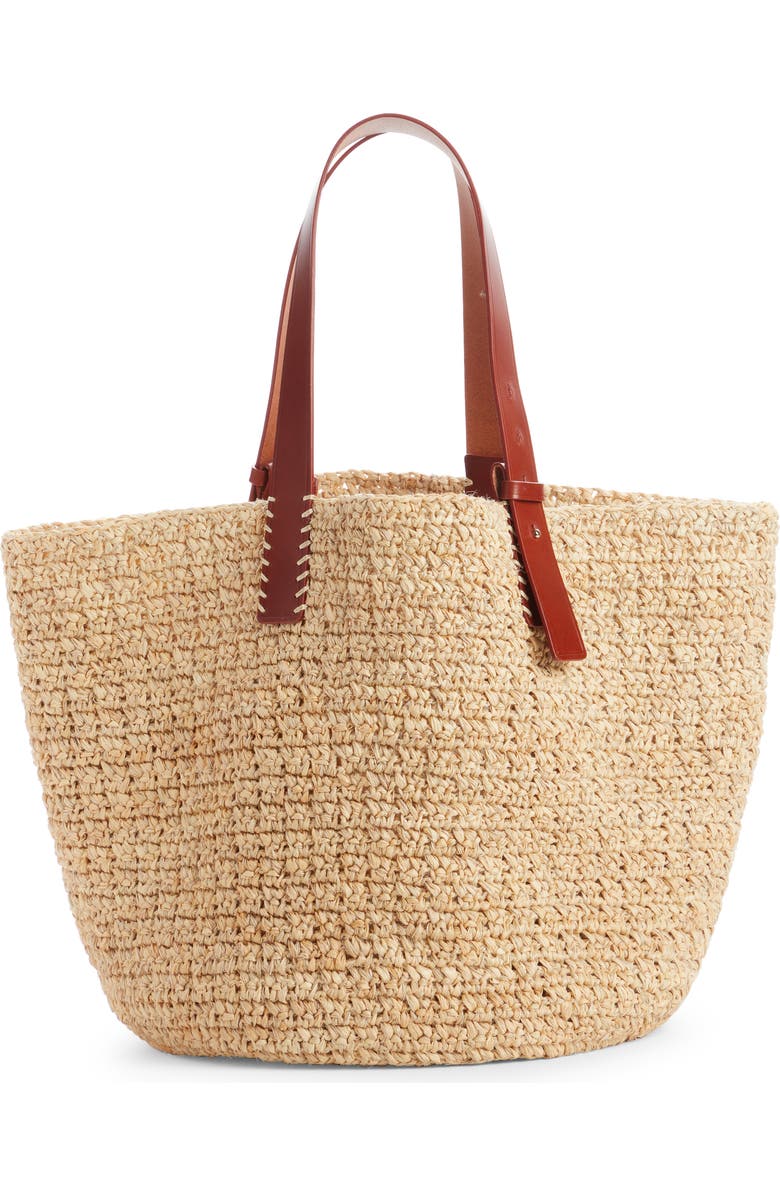 Chloé Medium Manuel Raffia Tote Bag, Alternate, color, Sepia Brown