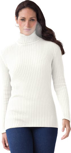 Jessica London Women's Cotton Ribbed Turtleneck Sweater