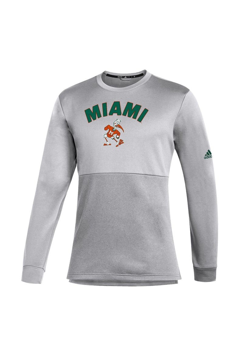 Men's adidas Gray Miami Hurricanes Letterman Team Issue AEROREADY Long Sleeve T-Shirt, Alternate, color, Gray