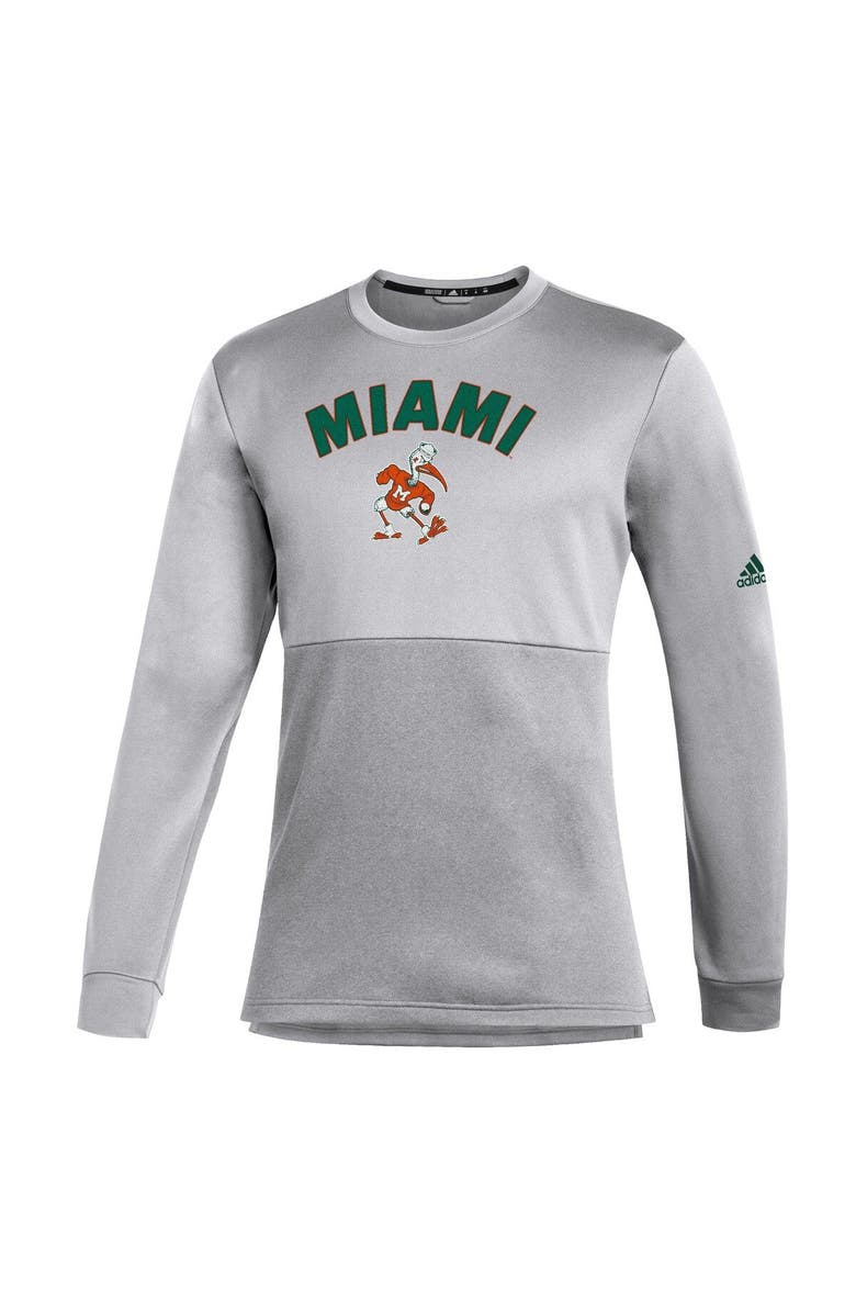adidas Men's adidas Gray Miami Hurricanes Letterman Team Issue AEROREADY Long Sleeve T-Shirt, Alternate, color, 